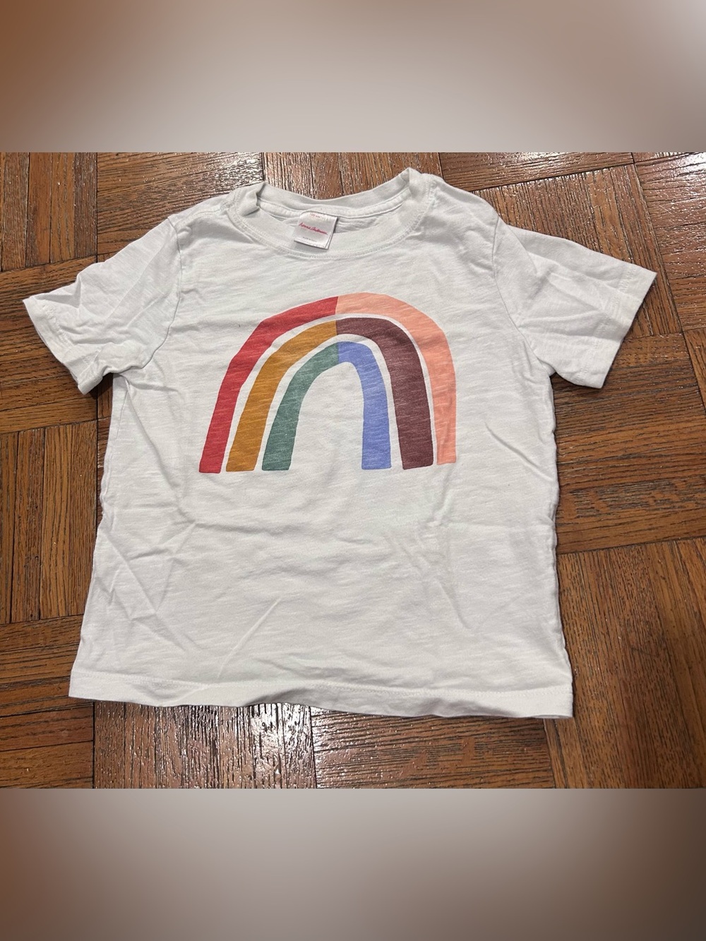 Hanna Andersson White Tee with Rainbow Graphic